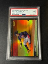Ronald Acuna Jr Gold Refractor /50 Sliding 2021 Stadium Club Chrome PSA 9