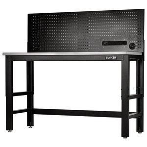 Bunker 28097 BUNKER Workbench with Stainless Steel Worktop and Power Pegboard, 1