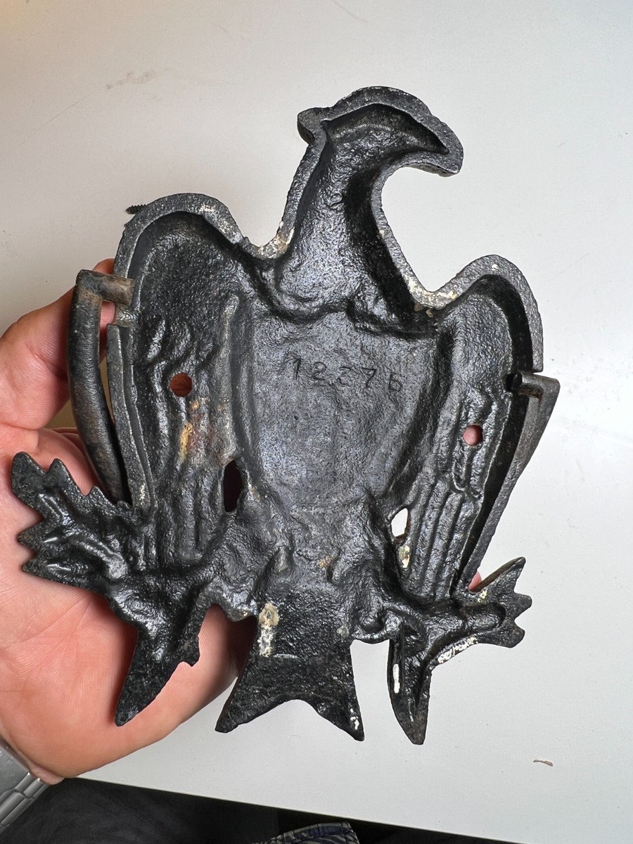 Antique Cast Iron Federal Style Eagle Door Knocker Shield Colonial