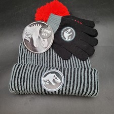 New NWT Jurassic World Kids Ribbed Pom Beanie and Gloves One Size Fits Most