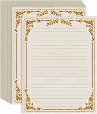 Vintage Lined Letter Paper - Stationary Paper for Writing Letters, 50 Sheets Lin
