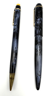 Vintage Wahl Eversharp Skyling Fountain Pen & Pencil Moire Stripe Blue Celluloid