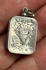 Antique Victorian HM 1897 sterling silver mourning memorial locket pendant