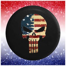 Spare Tire Cover American Flag Tactical Punisher Skull Fits Jeep Camper Rv