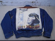 Vintage Jeff Hamilton Aviator Plane Denim Jacket 80s 90s Designer Jean Medium