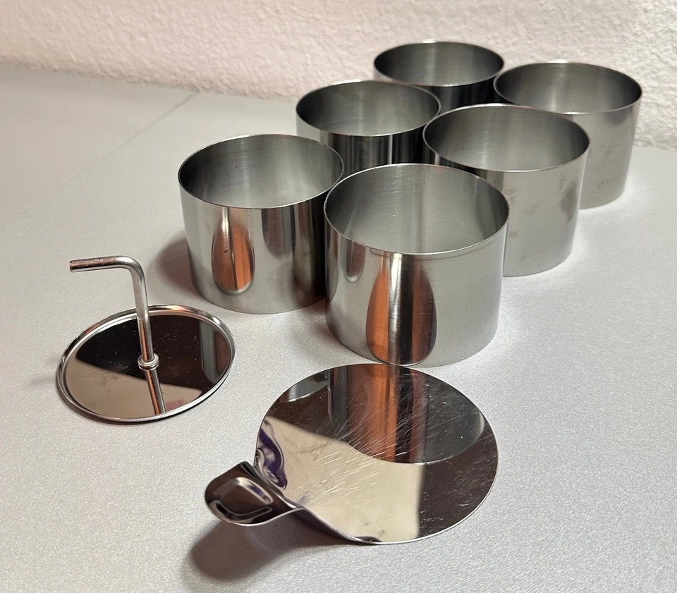 6 Stück Dessertringe 7,5 x 5,5 cm Koch-Backformen für Mini-Kuchen/Desserts INOX - Bild 1 von 1