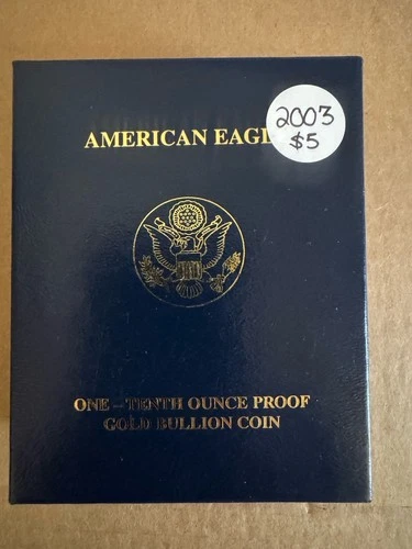 🌟 2003 $5 1/10 oz Gold American Eagle UNC BU Vintage Date Coin w/Case