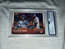 Francisco Lindor Signed 2015 Topps Chrome Rookie Card #US286 Legend PSA/DNA. rookie card picture
