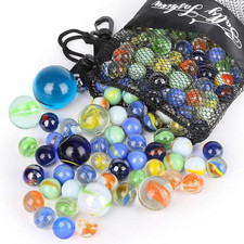 SallyFashion 66PCS Glass Marbles for Kids, 3 Sizes Assorted Size Colored Bulk Ma