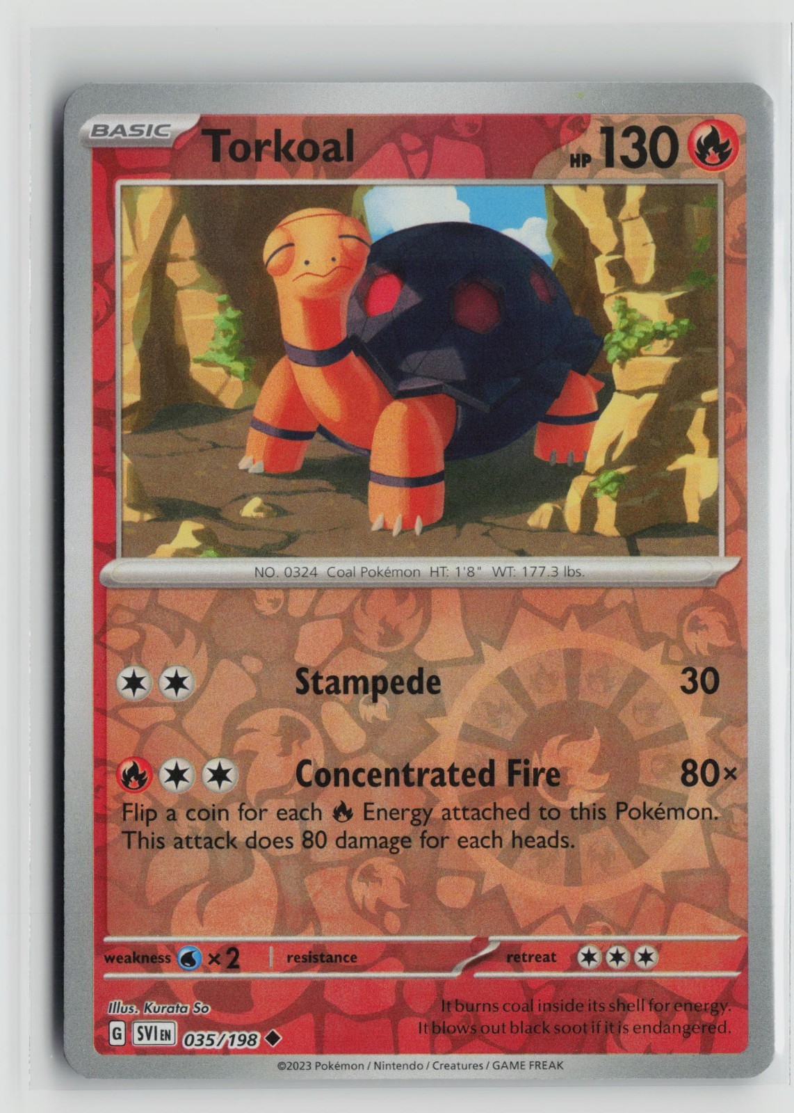 Pokemon TCG Scarlet & Violet Base Set Torkoal x1 NM Reverse Holo 035