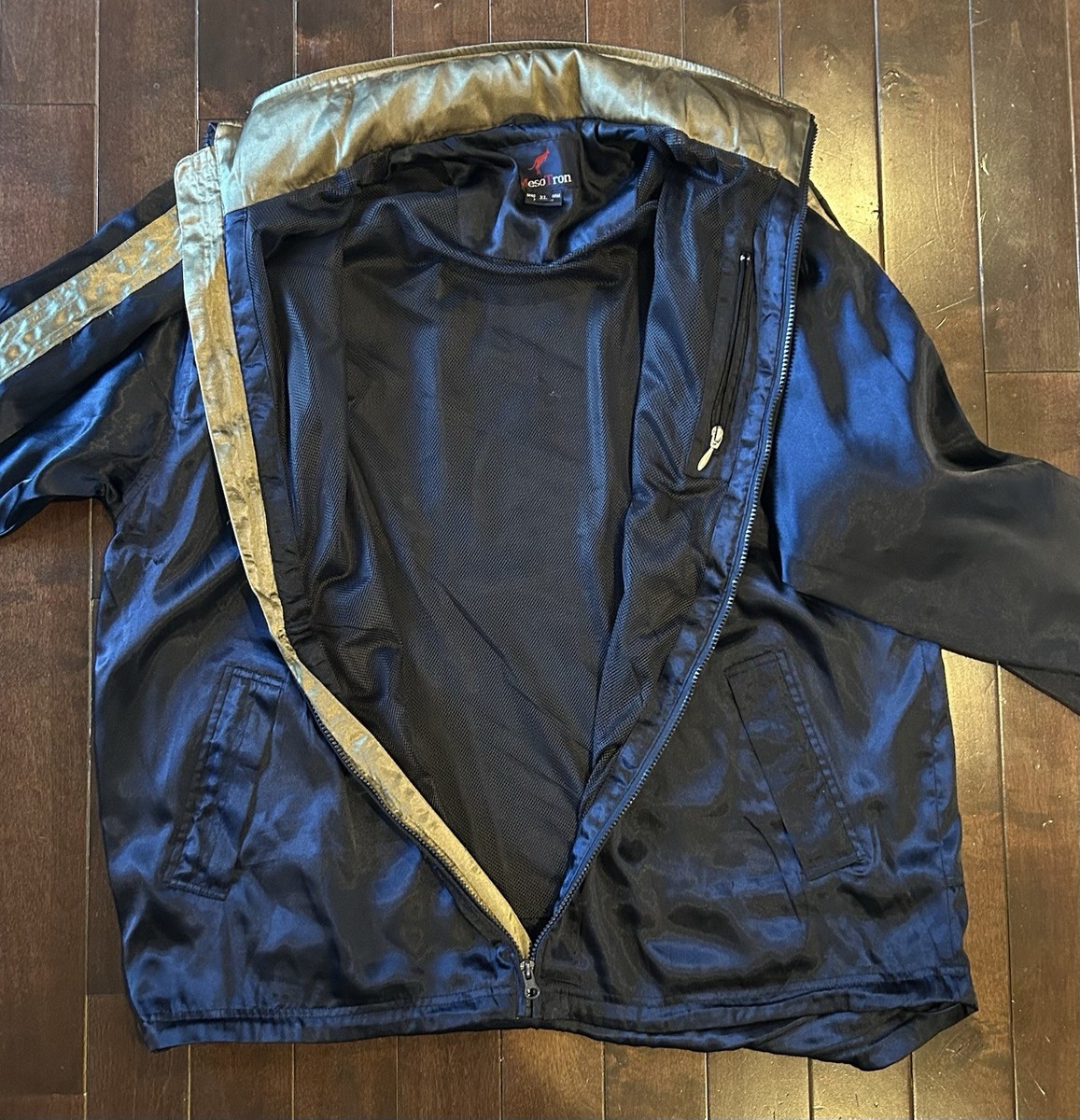 Vgt Meso Tron Jacket XL Blue Gold Lightweight Windbreaker Hood Zip Mesh Lined View 6