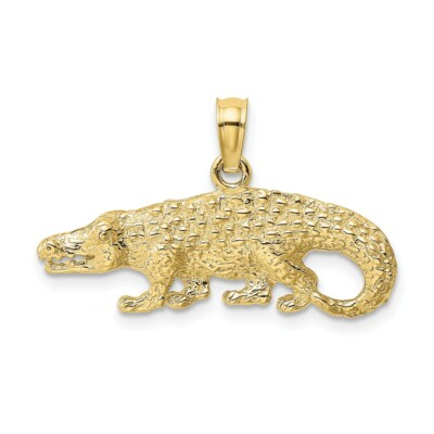 Real 10kt Yellow Gold 2-D Textured Alligator Charm