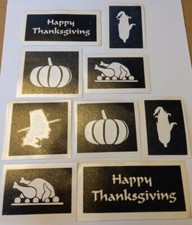 10 - 400 Thanksgiving themed stencils for glitter tattoos / airbrush pilgrim
