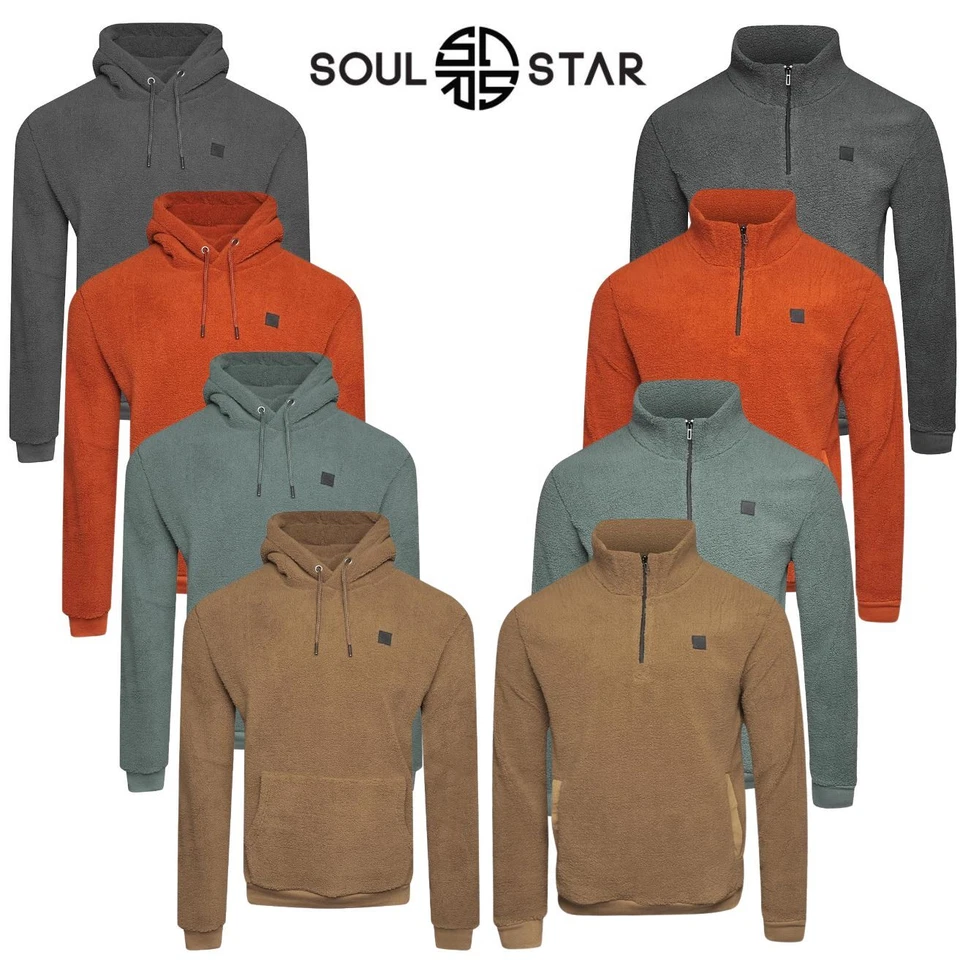 Sudadera con capucha para hombre Borg de lana cuarto con cremallera peluche esponjoso con capucha Foto 2 de 2