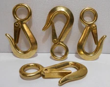 Lot of 4 New Large Brass Snap Hooks 4" Long 3/4" Eyelet P/N 2311B
