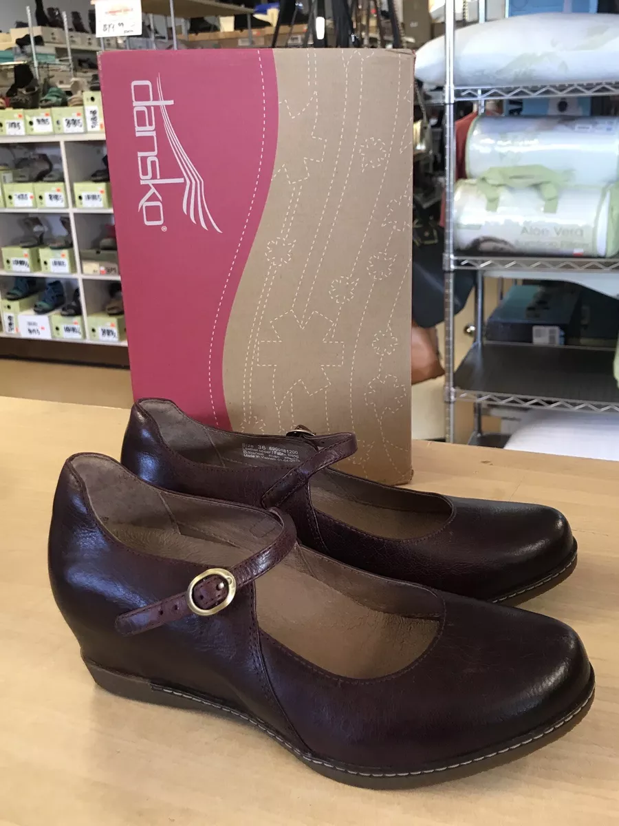 Dansko Loralie Wine Leather Wedge Mary Janes EU 36 US 5.5 6 eBay