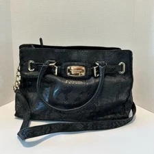 Michael Kors Black Snake Print Hamilton Shoulder Bag Satchel