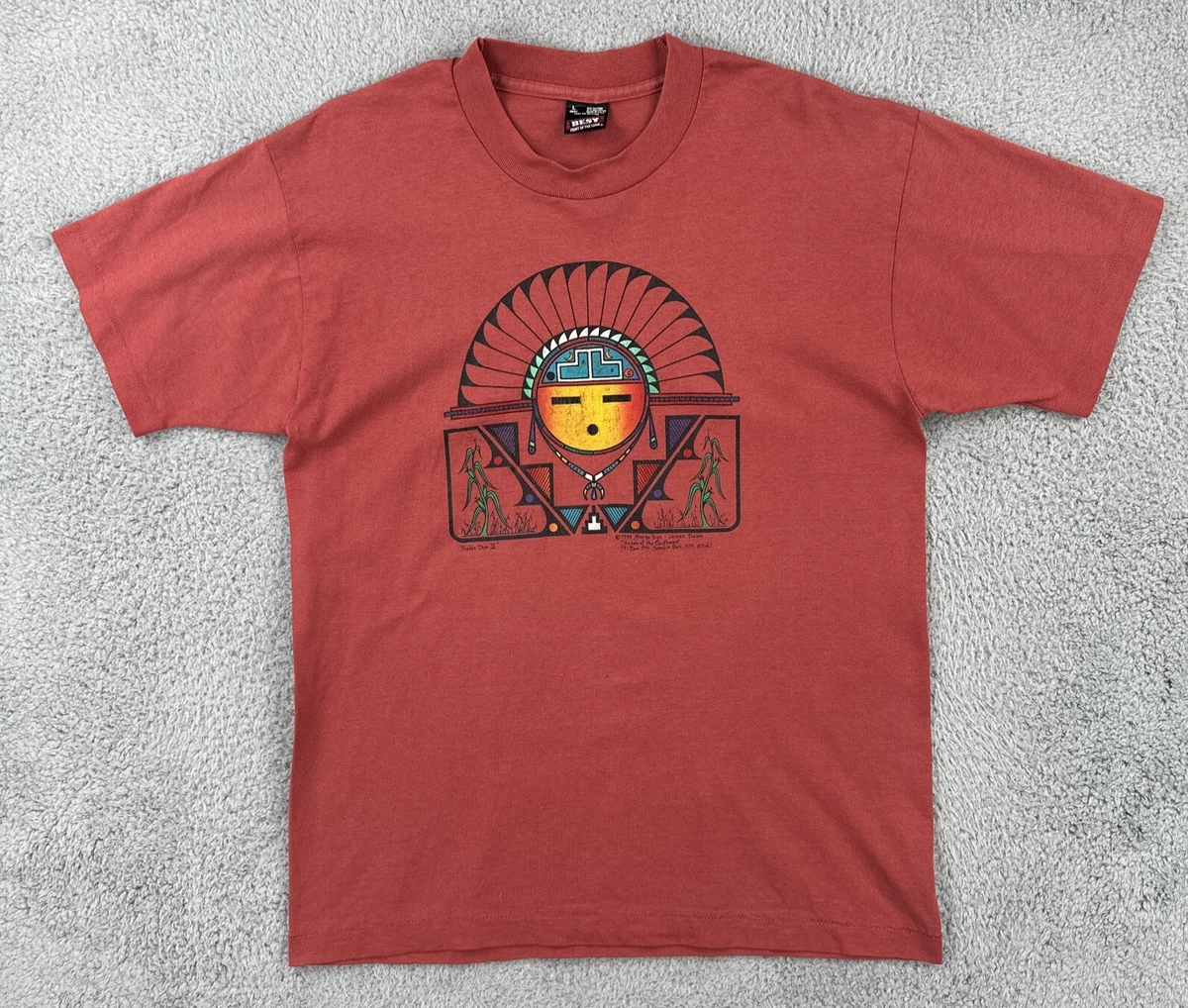 T-Shirt Vintage Fruit Of The Loom 90s - Graphique Splish Splash - Taille XL Rouge Lavé - Occasion