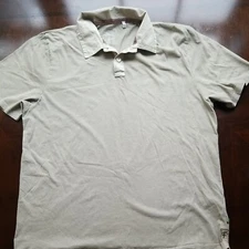 True Grit California Polo Shirt Short Sleeve Stone Washed Cotton Beige Mens L