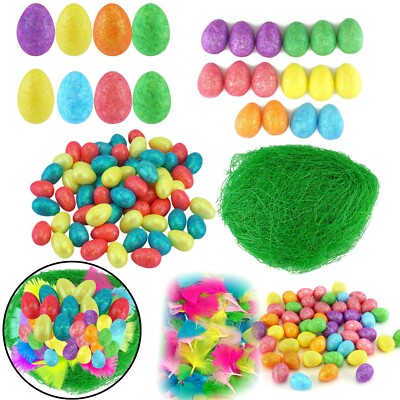 106 Teile Frohe Ostern Haube Dekor Set Schaum Eier Kunstgras Korb Basteln Federn