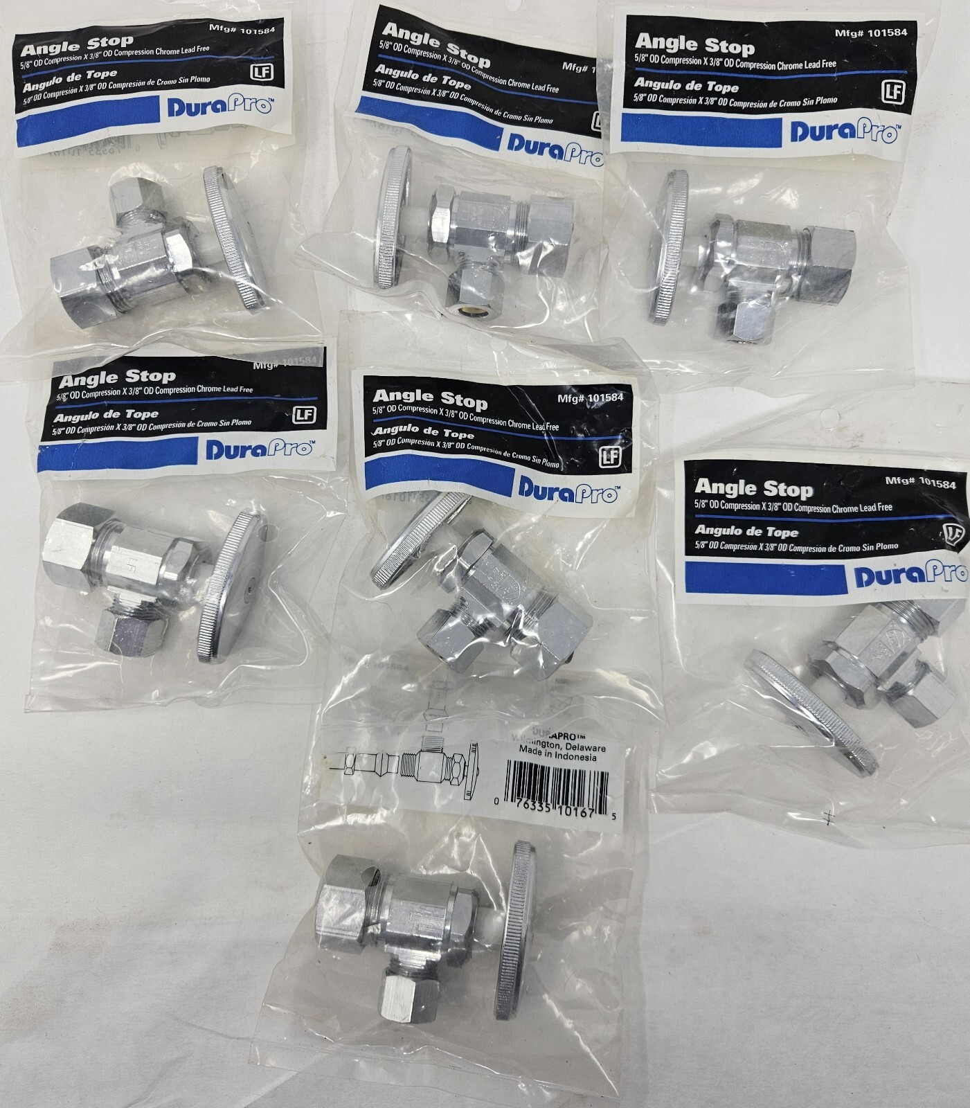 DuraPro 101584 Angle Stop 5/8" OD Compression x 3/8" OD Qty 7