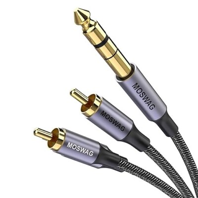 MOSWAG 1/4 to RCA Cable, Quarter inch TRS to RCA Audio Cable 6.35mm Stereo Jack
