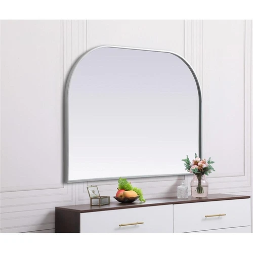 Elegant Decor Blaire 42x30" Arch Modern MDF Wood/Iron Mirror in Silver - Picture 8 of 9