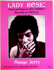 Mungo Jerry-Lady Rose-1971 Original UK Sheet Music-Scarce