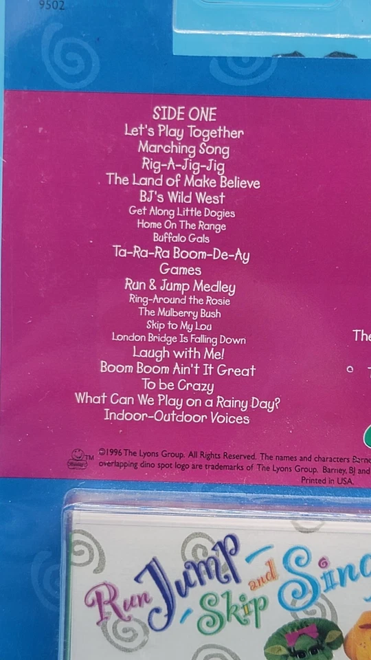 Barney the Purple Dinosaur Run, Jump, Skip, and Sing Cassette Toys R Us Sealed - Image 3 of 4