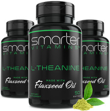 SMARTERVITAMINS - 3 PACK 250MG L-THEANINE Natural Calming Alertness  Advanced