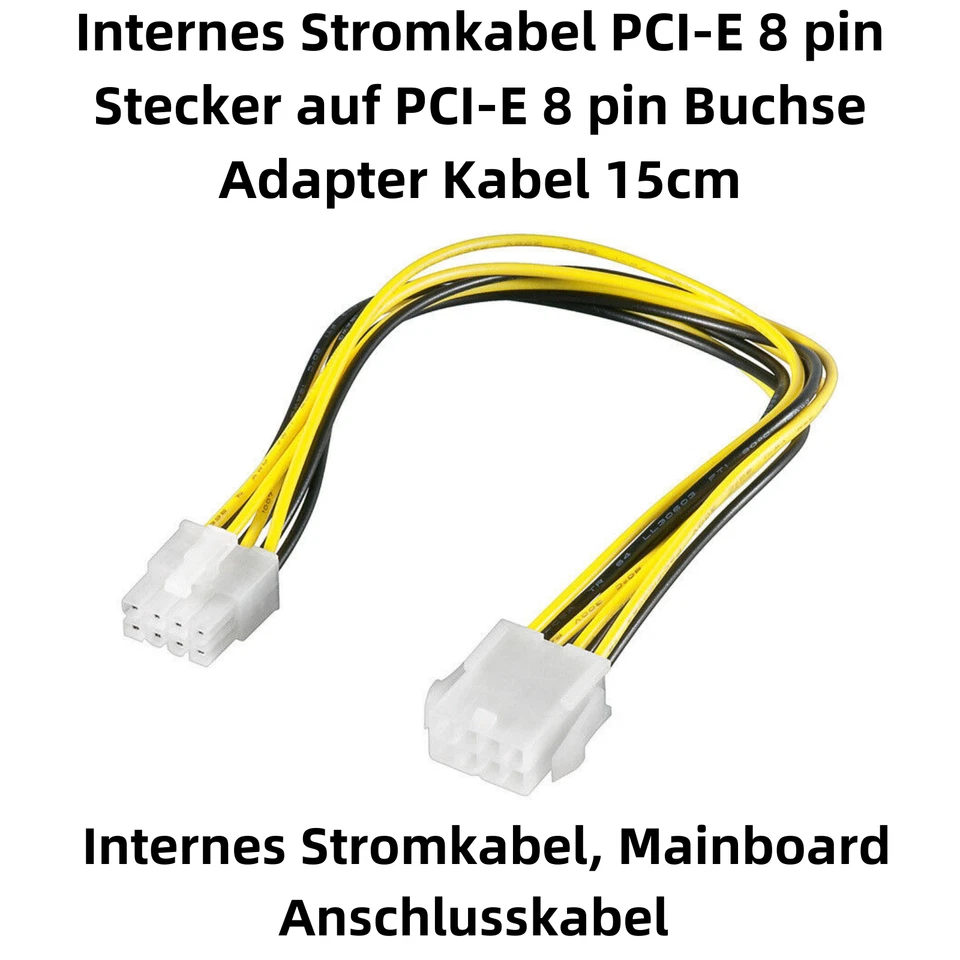 P33 PCI-E 8 pin Stecker auf PCI-E 8 pin Buchse Kabel 15cm Mainboard StromKabel - Bild 2 von 4