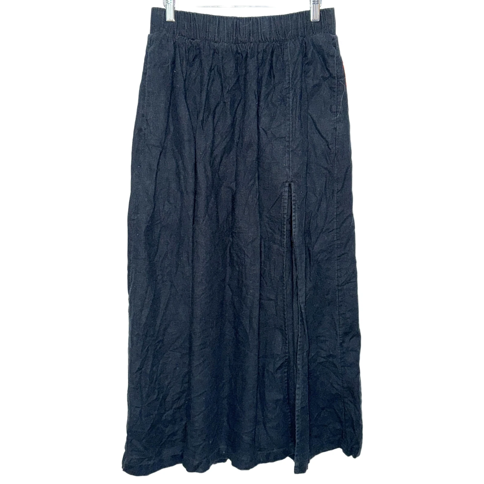 Abercrombie & Fitch Black Linen Cotton Maxi Skirt with High Slit Womens Size M