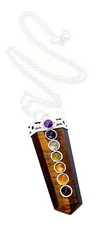Tigers Eye Necklace 7 Chakra Flat Pendant Confidence Protection Real Gemstone