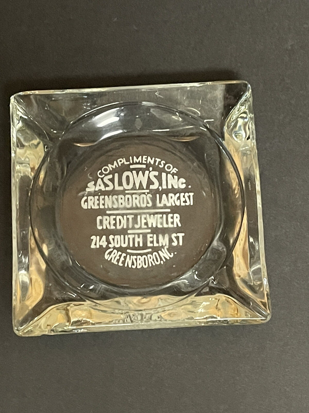 Saslow’s Inc. Jewelry Store Greensboro NC Advertising Clear Glass