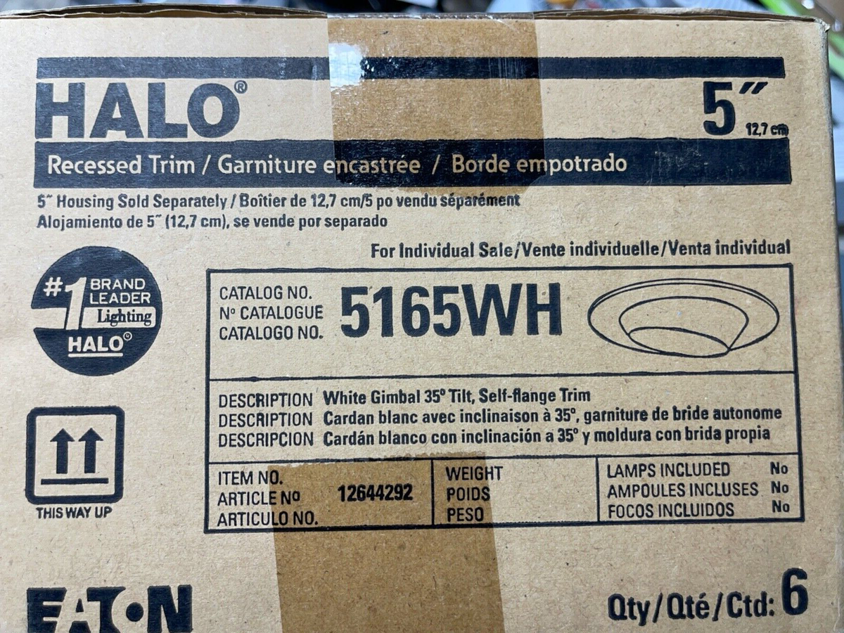 6-Pack Halo 5165WH White Recessed 5
