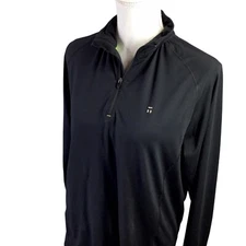 Tommy John 1/4 Quarter Zip Pullover Base Layer Sz M Black Long Sleeve Thumbholes