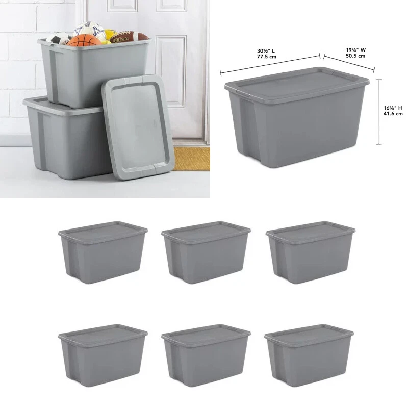 Storage Container Bins With Lids 18 Gallon Tote Box Titanium Set of 8 23  Gray