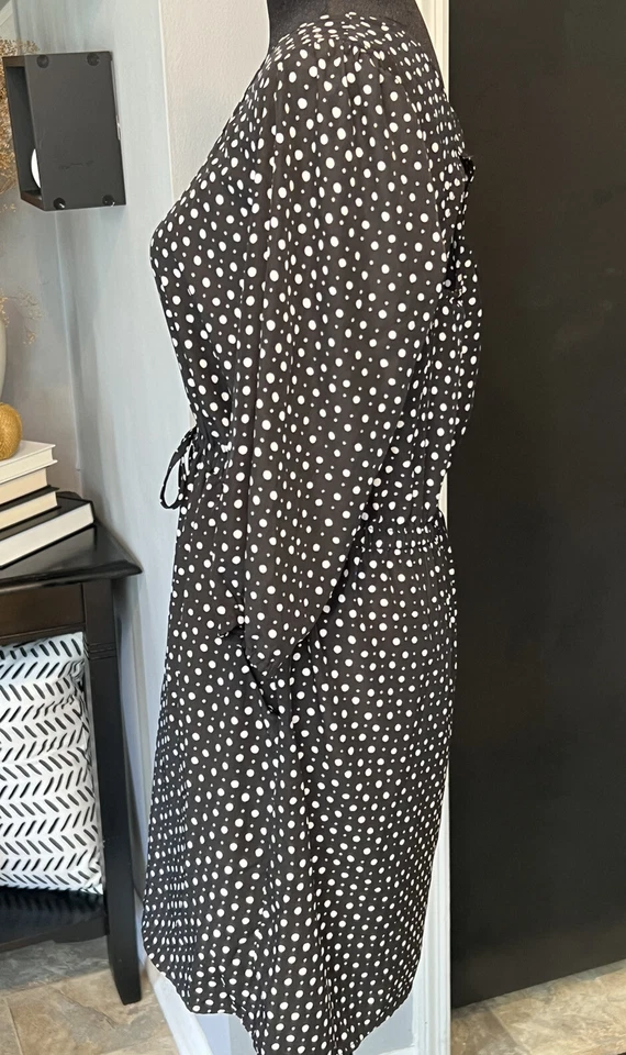 Vestido BeBop para mujer negro blanco a lunares con bolsillos manga media talla grande Foto 4 de 4