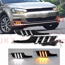 2X Front Bumper LED DRL Fog Lamp Flashes Signal For Volkswagen Golf 2015-2017 g