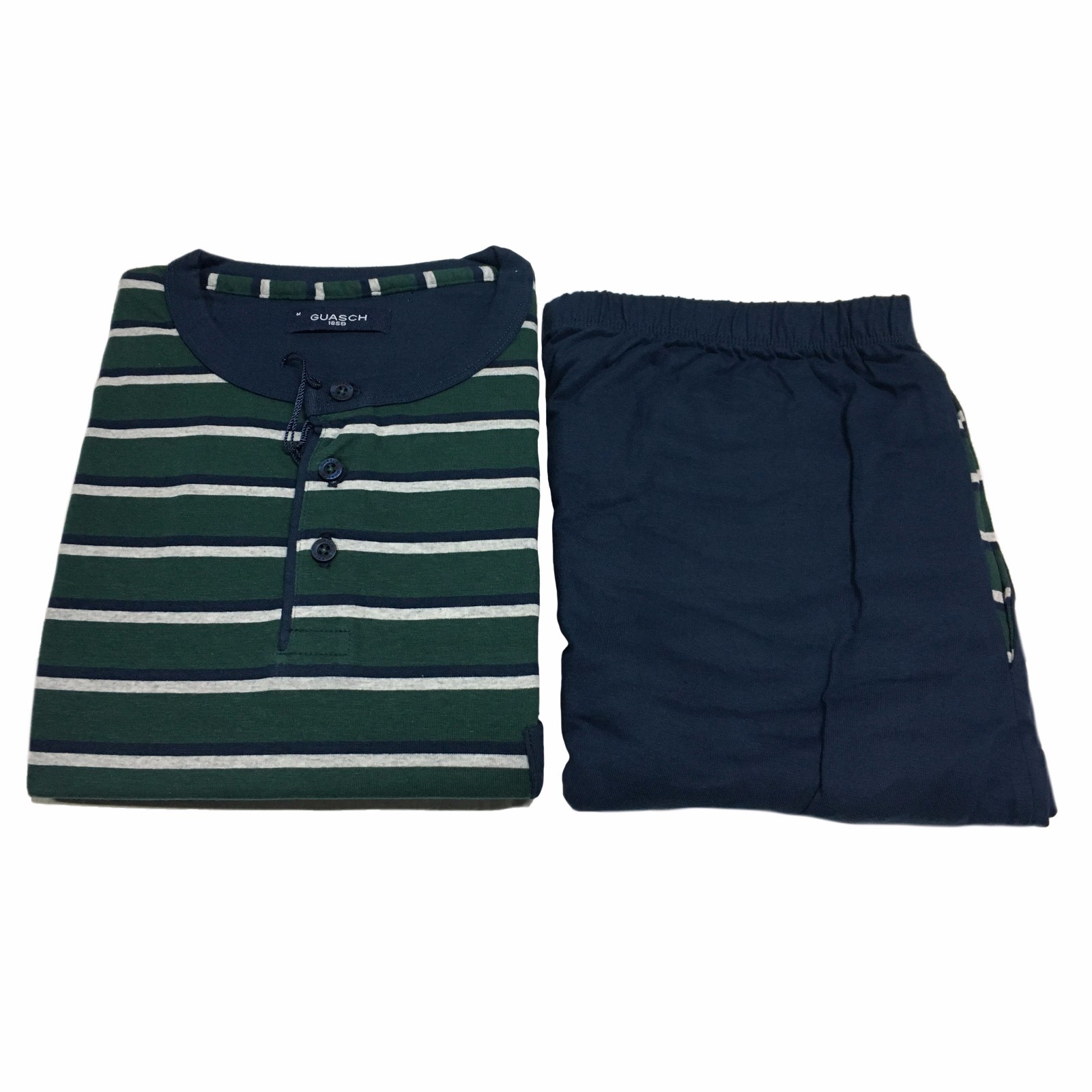 Гвашев Schlafanzug херрен Streifen Блау/Грюн Рэнд 100% хлопок GP181 Д. 463