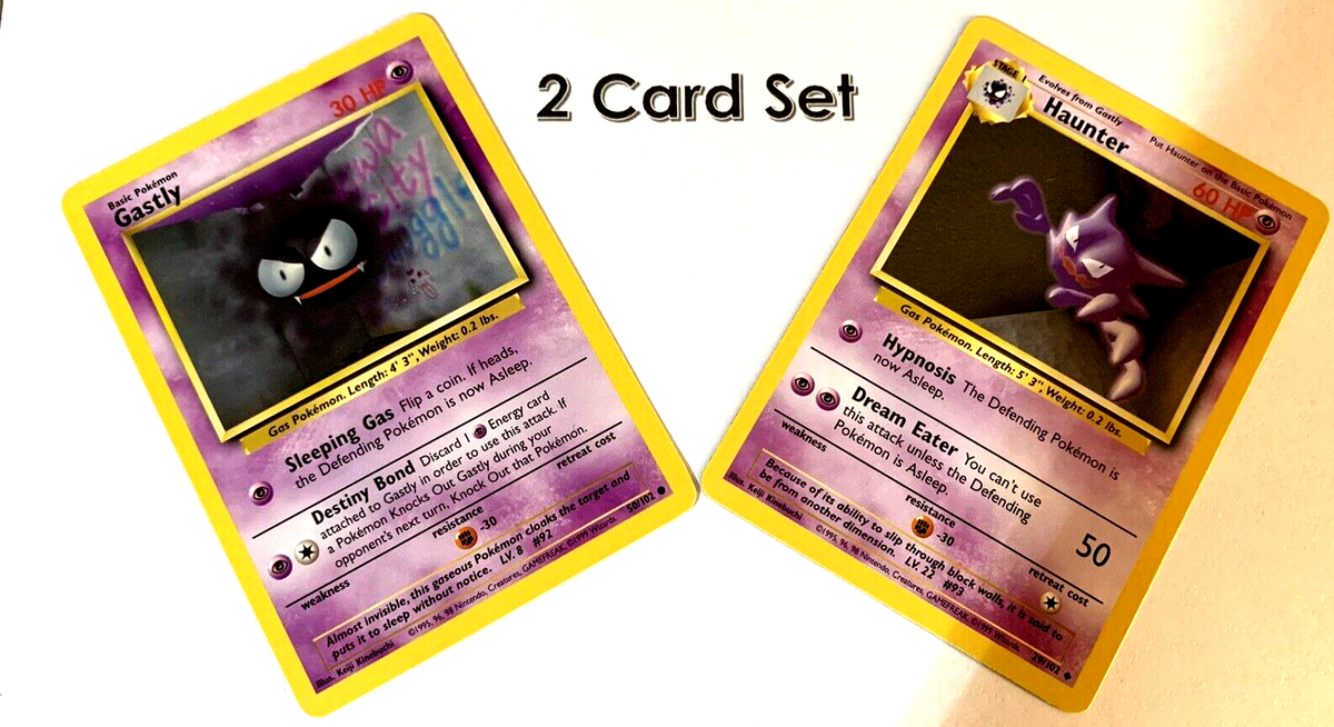 VINTAGE Pokemon - 2 Card BASE Set - 1999 - GASTLY (50/102) HAUNTER