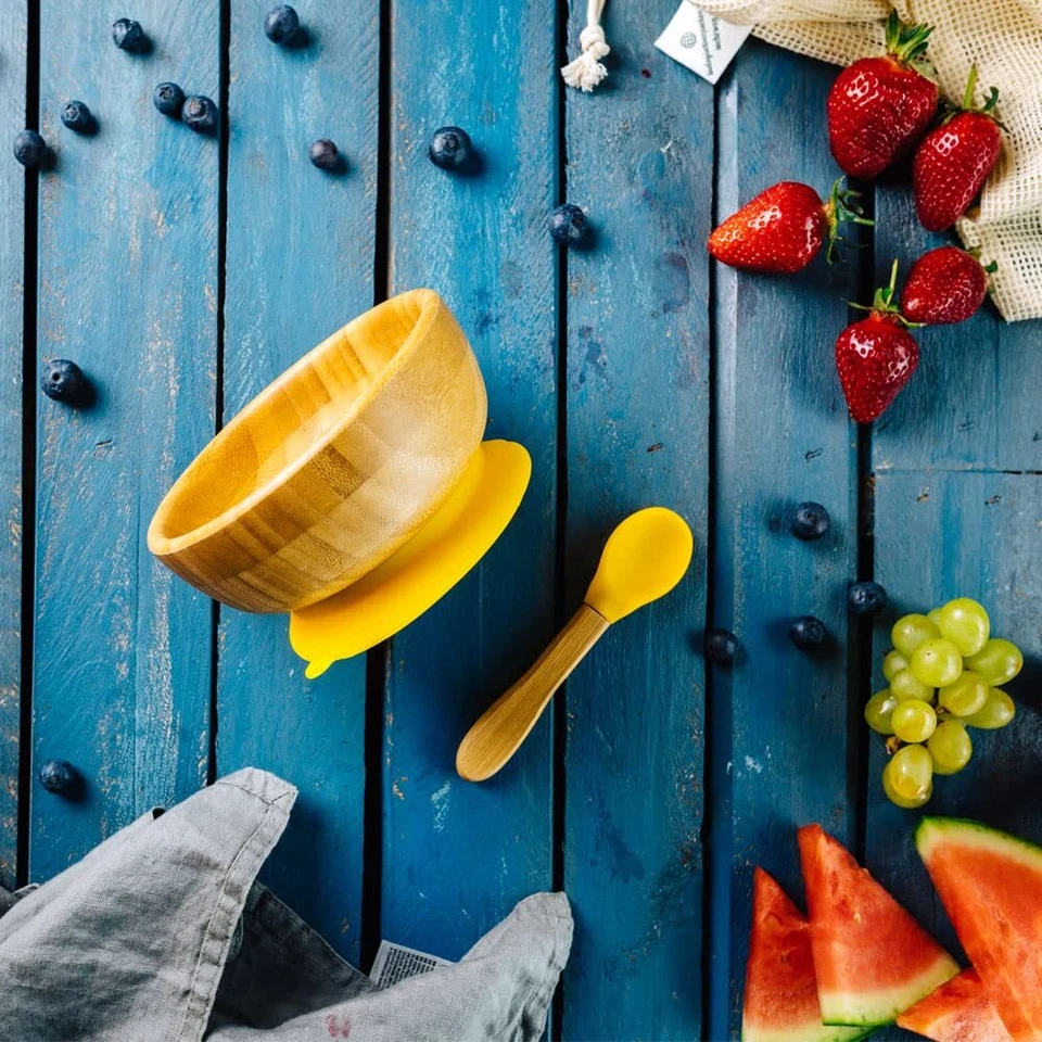 Bambusschalen-Set rund I Saugnapf-Schüssel mit Löffel - FSC-zertifiziert I to... - Bild 3 von 4