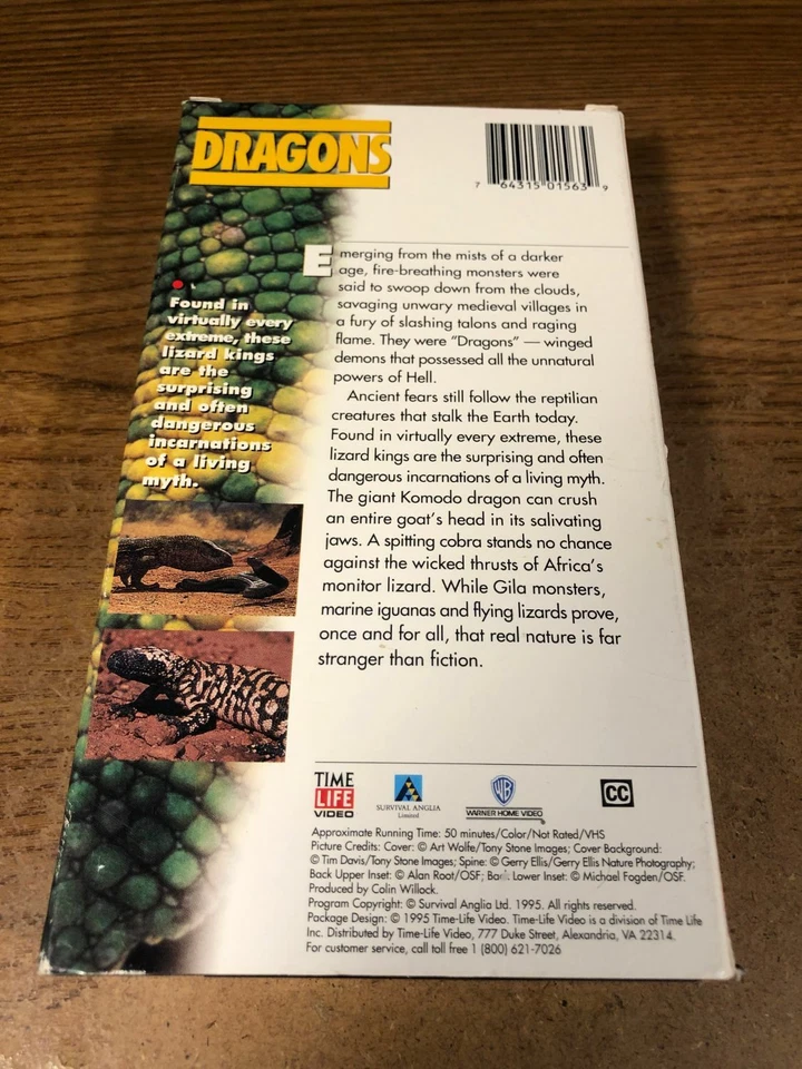 Dragons Animals Oddities VHS VCR Video Tape Used RARE Time Life - Image 2 of 4
