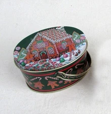 Vintage Keller Charles Philadelphia Handle Tin Christmas Gingerbread Men House