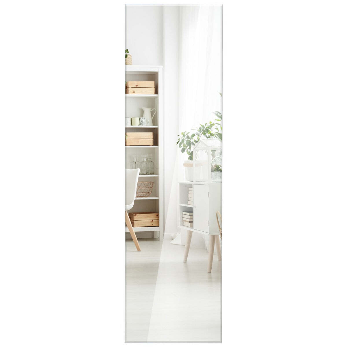 NNECW Full Length Rectangle Frameless Mirror with Beveled Edge for Living Room