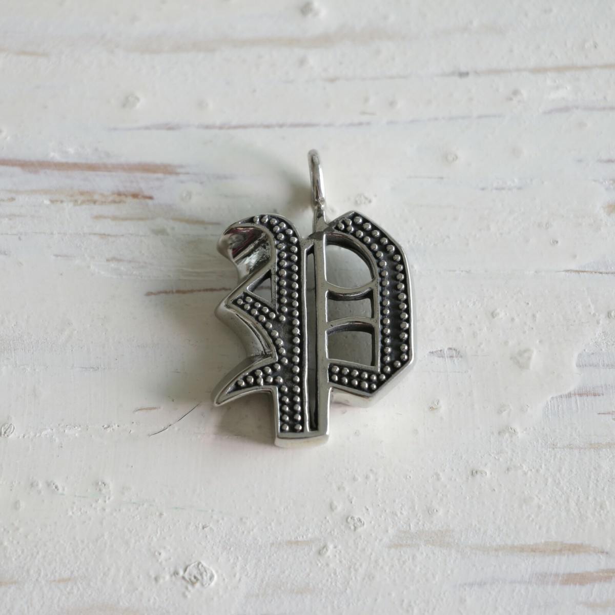 P pendant necklace Biker gothic A-Z silver alphabet Initial