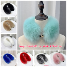 Women Simil Fox Fur Scarf Shawl Buttons Sweatshirt Soft Winter Neck