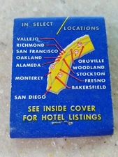 Handlery Hotel of California vintage matchbook full unstruck Universal match 