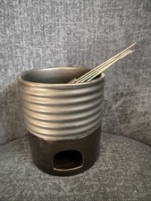 Ceramic Cheese Fondue Pot w/ Metal Forks - Un...