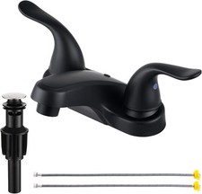 Bathroom Sink Faucets 2/3 Hole Matte Black Dual Handles 4 inch Plastic Plating